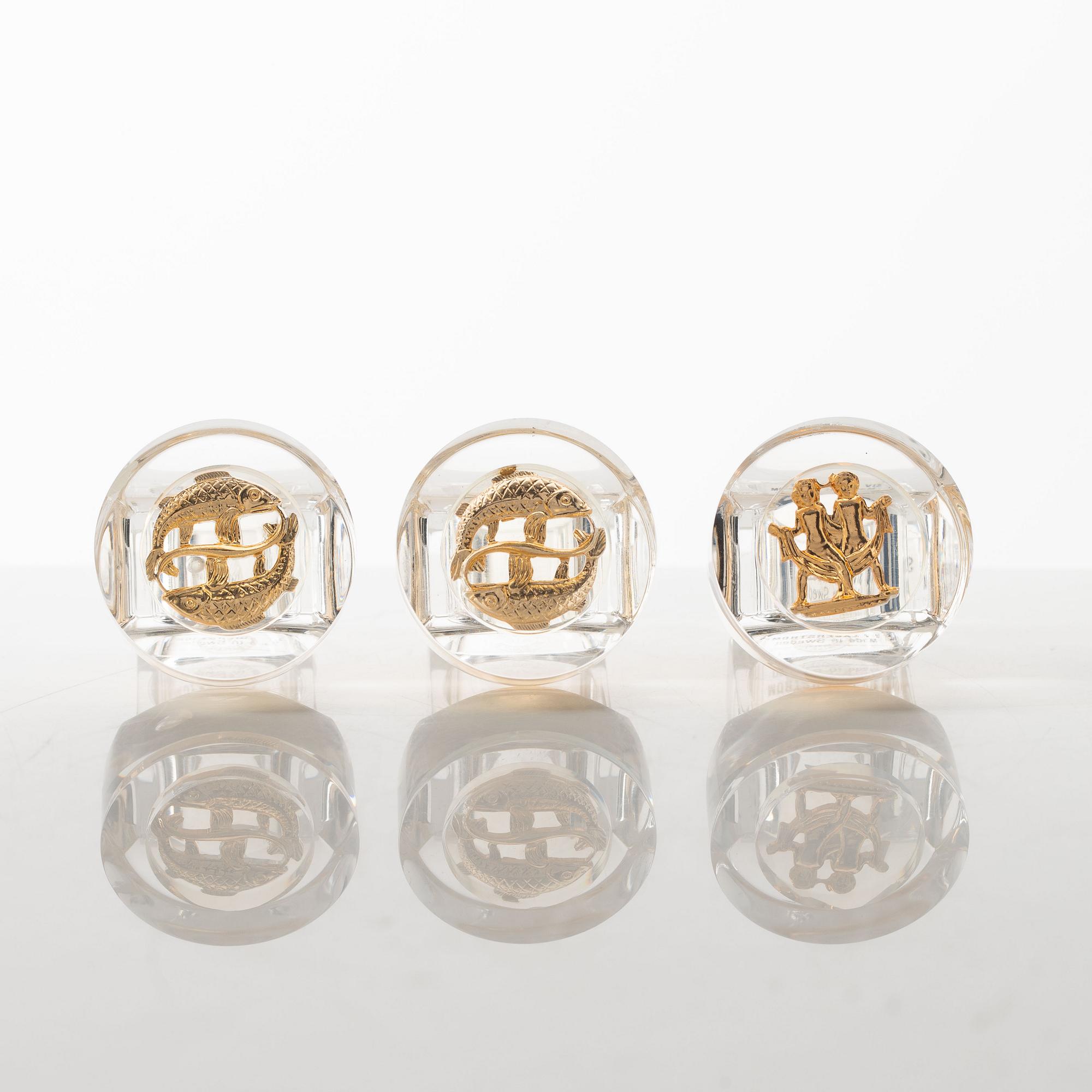 Siv Lagerström, three acrylic rings, 1970s.