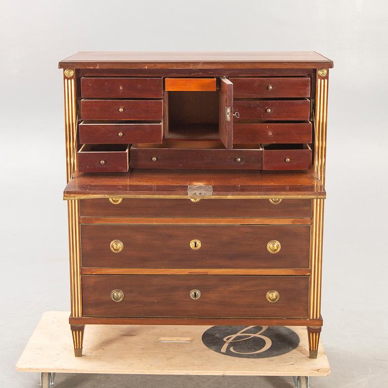 A late Gustavian mahogany escritoire around 1800.