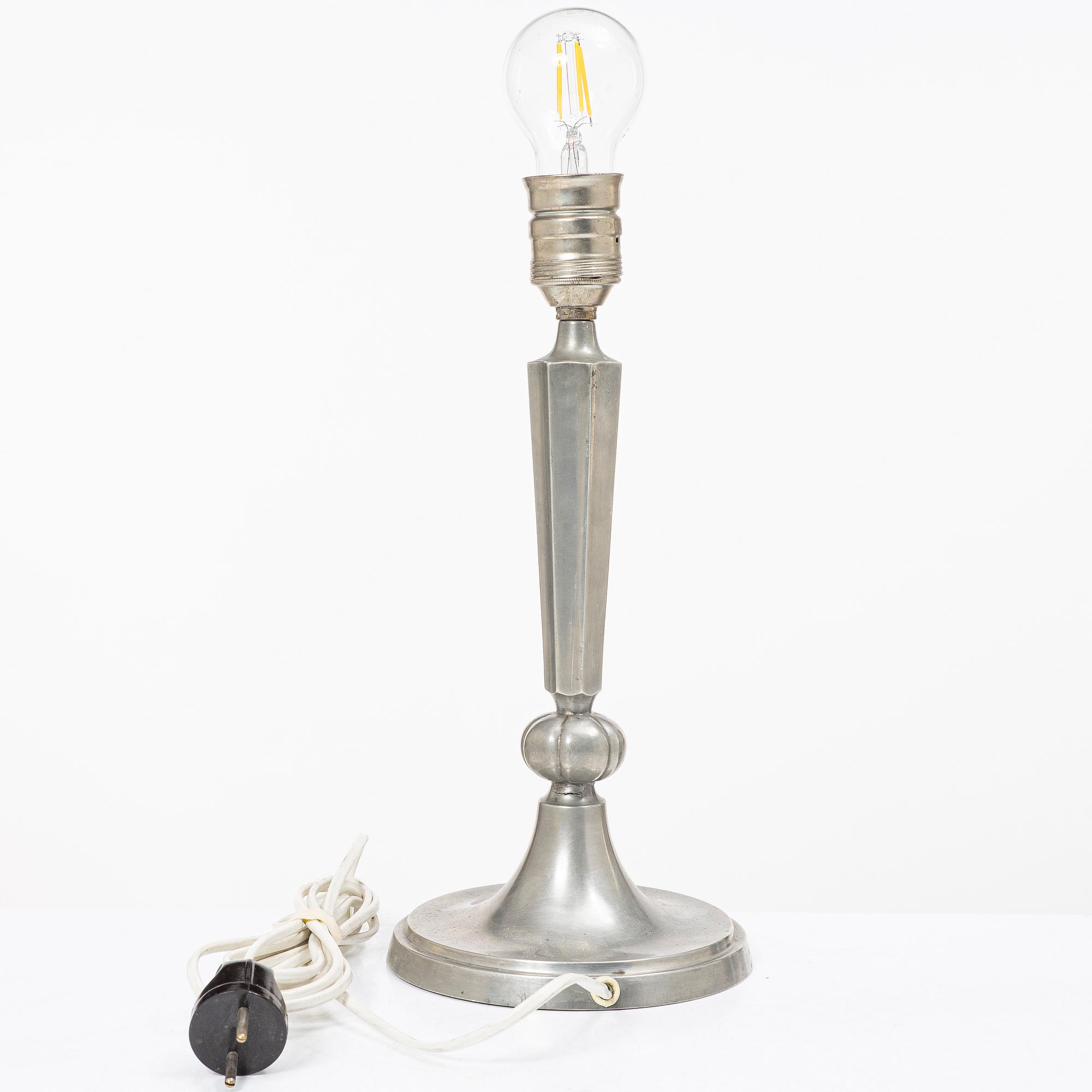 Edvin Ollers, a pewter table lamp, Stockholm, 1926.