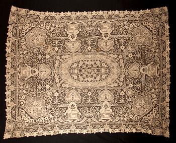 BORDDUK / SÄNGÖVERKAST,  möjligen Cantu-spets, Italien 1920-tal.