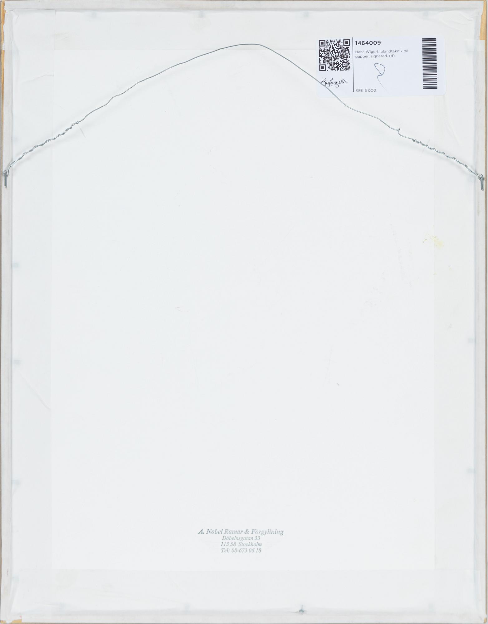 Hans Wigert, blandteknik på papper, signerad.