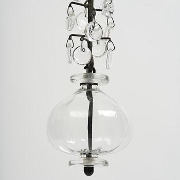 Erik Höglund, a wrought iron and glass chandelier, Boda Smide.