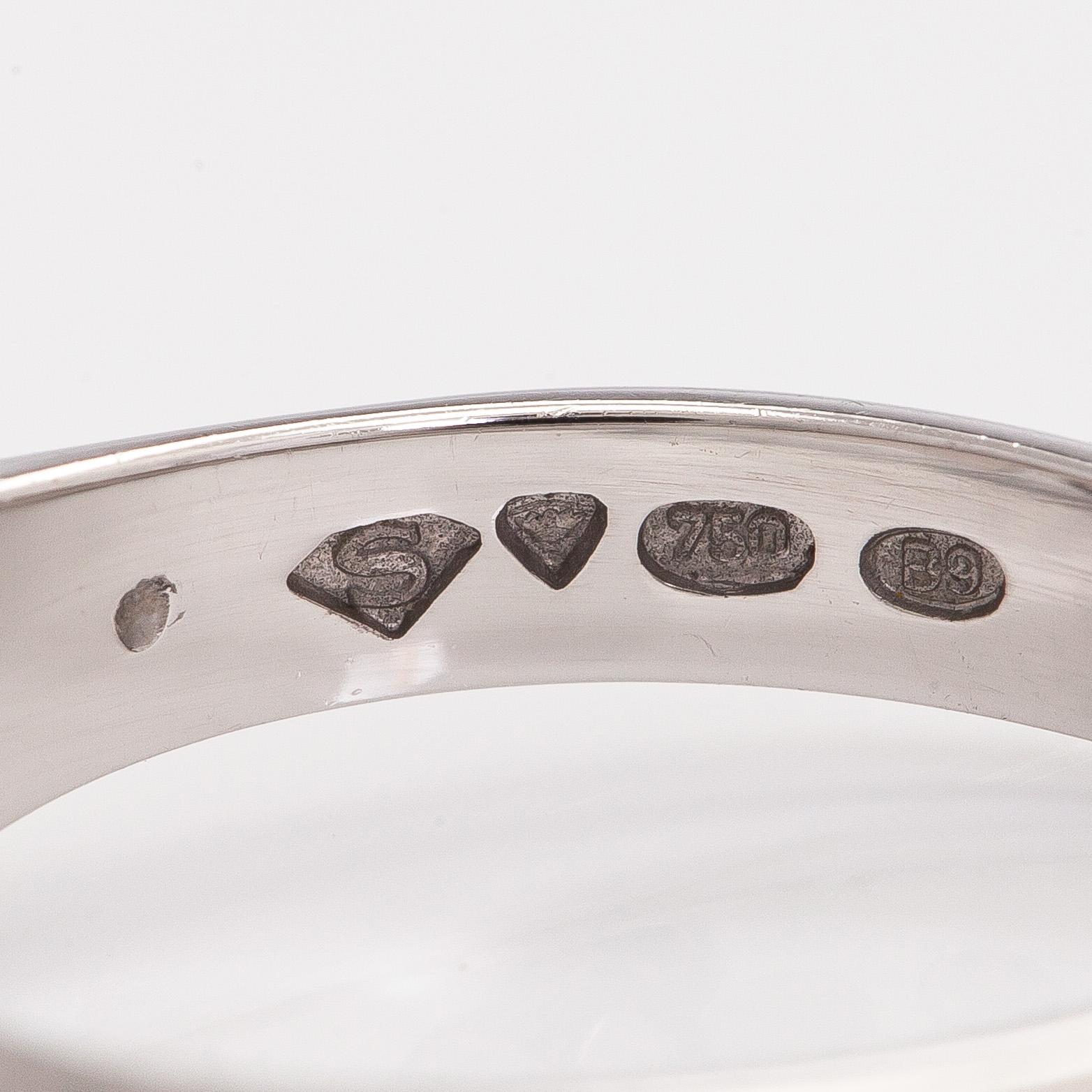 Ring, briljantslipad diamant 0,80 ct, 18K vitguld, Sandberg, Helsingfors 2003.