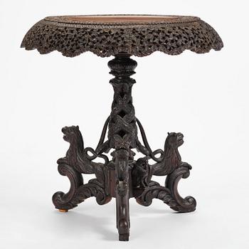 An Indian 'blackwood' occasional table, Bombay Presidency, around 1880.