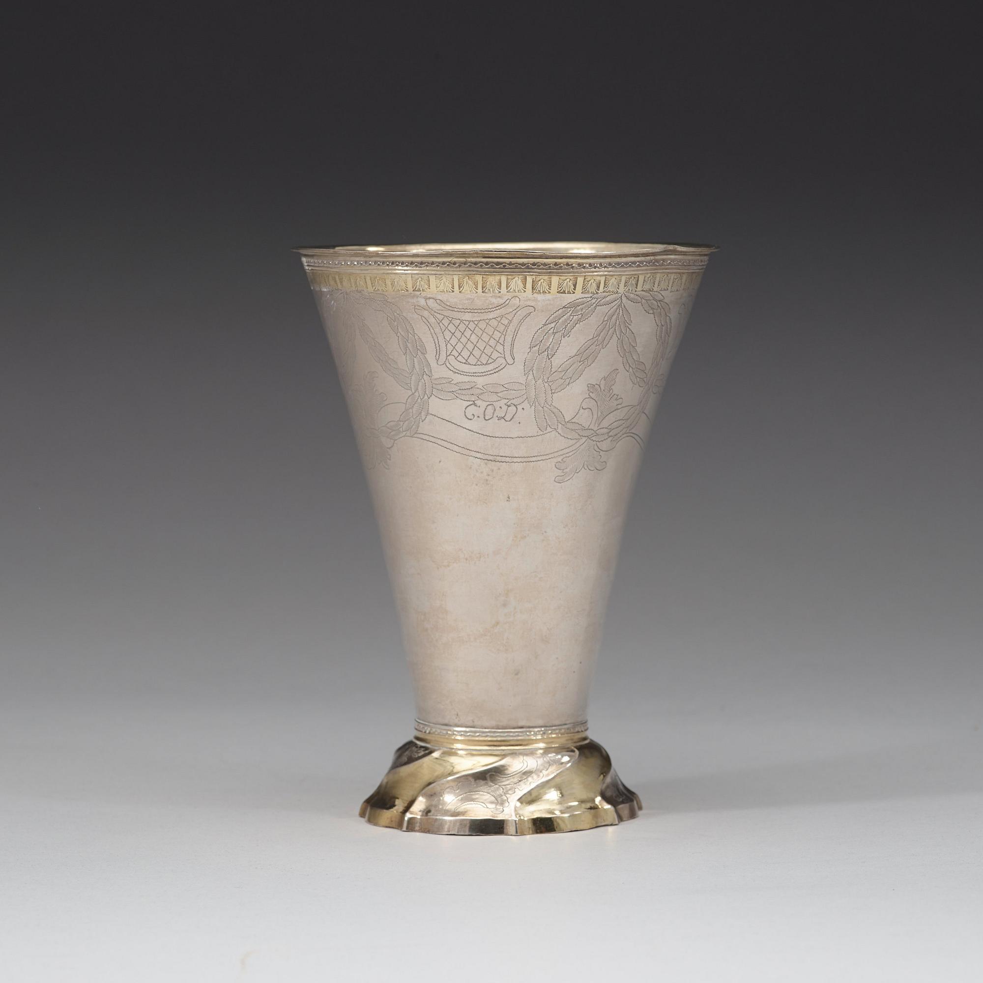 A Swedish 18th century parcel-gilt beaker, marks of Nils Grubb and Olof Grubb, Hudiksvall 1791.