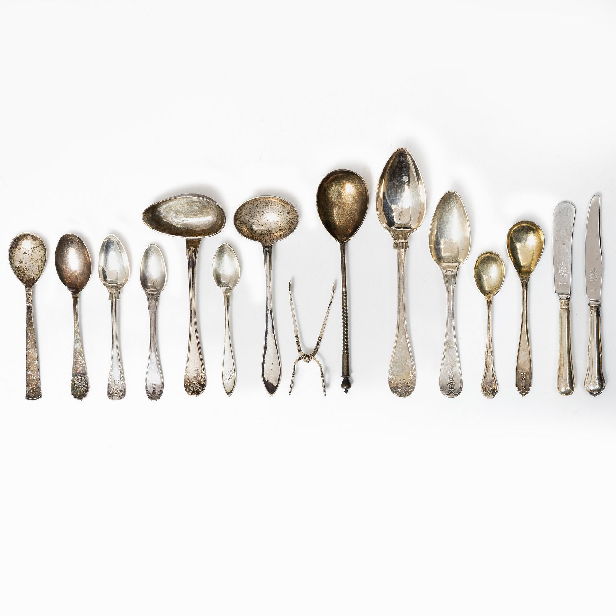 Cutlery, 47 pcs, silver, mostly Sweden.
