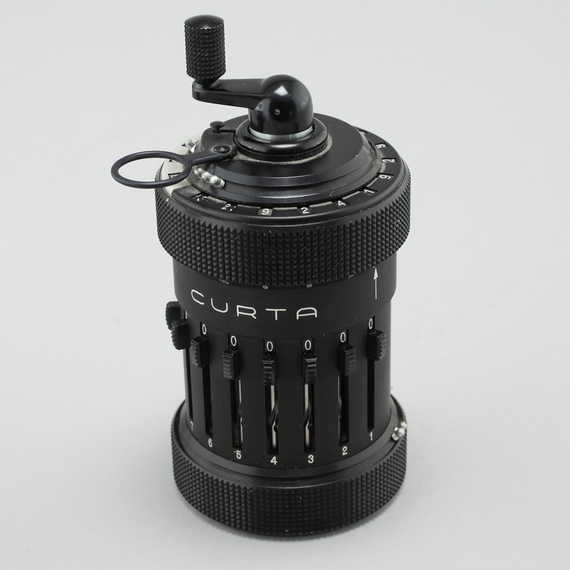 A "Curta Type 1", developed by Curt Herzstark,  Contina AG Mauren, approx 1954.