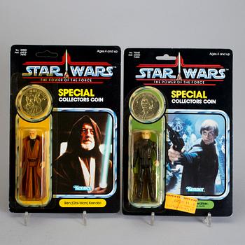 STAR WARS, Obi-Wan Kenobi och Luke Jedi i förpackningar, Kenner, Power of the Force, 1984.