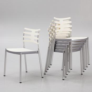 Kasper Salto, six "Ice" chairs, Fritz Hansen, Denmark.