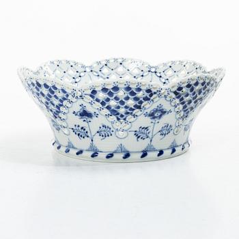 Royal Copenhagen, A "Musselmalet full lace" (blue fluted full lace) porcelain chestnut bowl, model 1061, 1969-73.