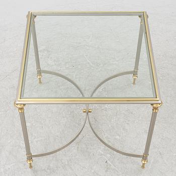A pair of brass and glass sidetables, mid20th/second half of the 20th century.