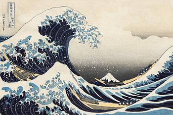 Katsushika Hokusai, efter, "Under the Great Wave of Kanagawa", också känd som "den Stora Vågen", senare publ. 1900-talets första hälft.