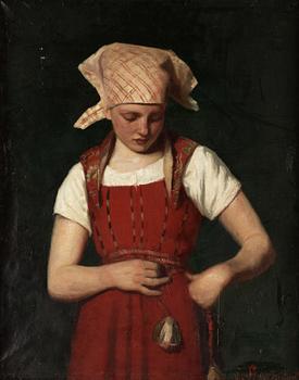 350. Unknown artist 19th century. Girl in red.