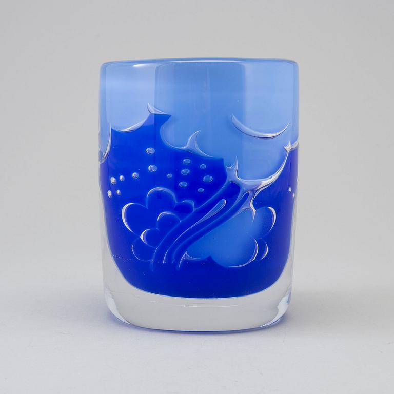 an Ariel glass vase signed by Olle Alberius, Orrefors.