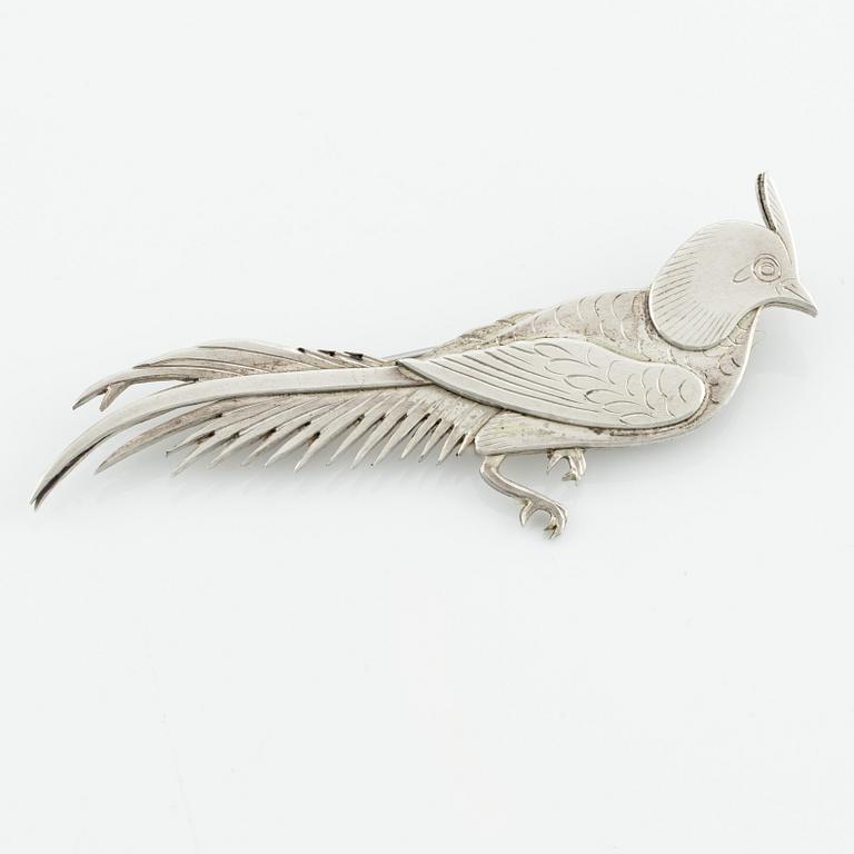 Wiwen Nilsson, a sterling silver brooch in the shape of a pheasant, Lund 1965.