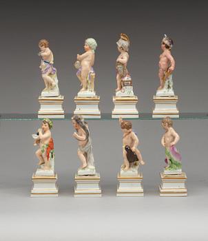 FIGURINER, åtta stycken, porslin. Berlin, omkring 1800.