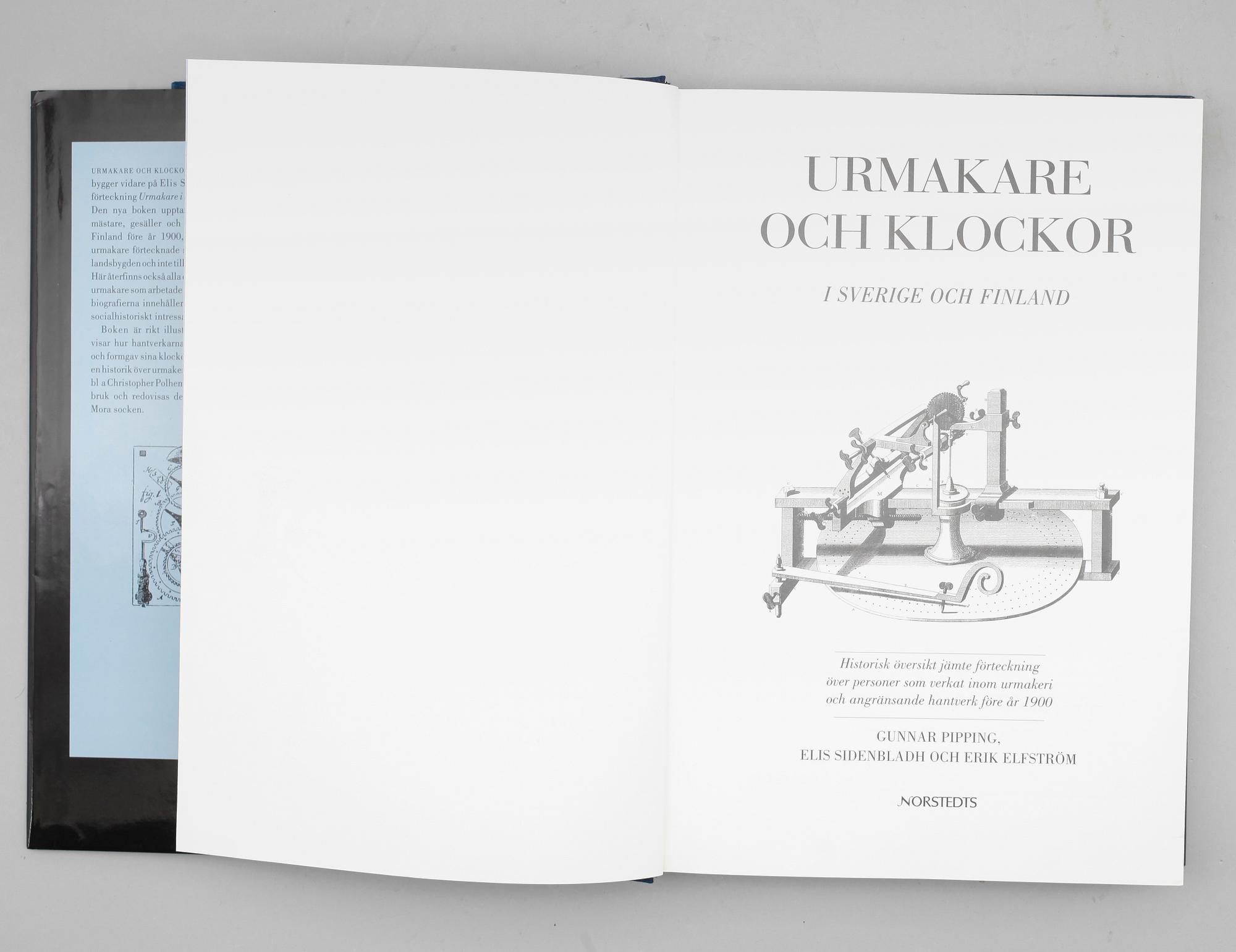 BOK, Urmakare och klockor i Sverige och Finland, G. Pipping, E. Sidenbladh och E. Elfström, Norstedt, 1995.