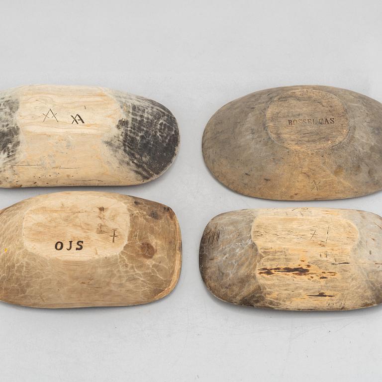 Tråg, 4 st, 1800-tal.