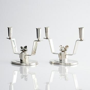 Carl Fredrik Carlman, a pair of silver candlesticks, design by Per Sköld, Stockholm, Sweden 1945.