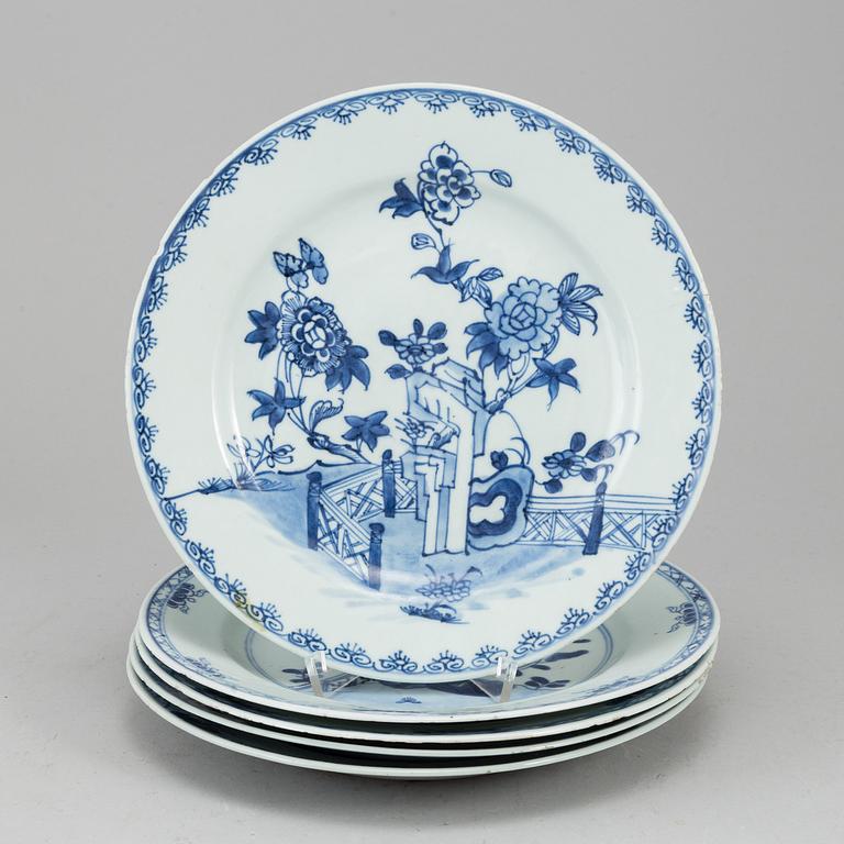 Six blue and white plates, Qing dynasty, Qianlong (1736-95).