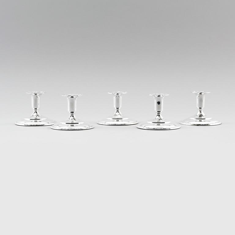 LJUSSTAKAR, 5 st, silver, Norge, 1900-talets andra hälft.