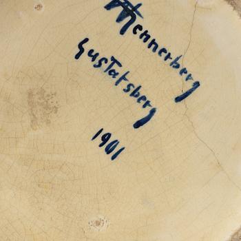 Gunnar Wennerberg, a rare creamware "sgraffito" floor vase, Gustafsberg, Sweden 1901.