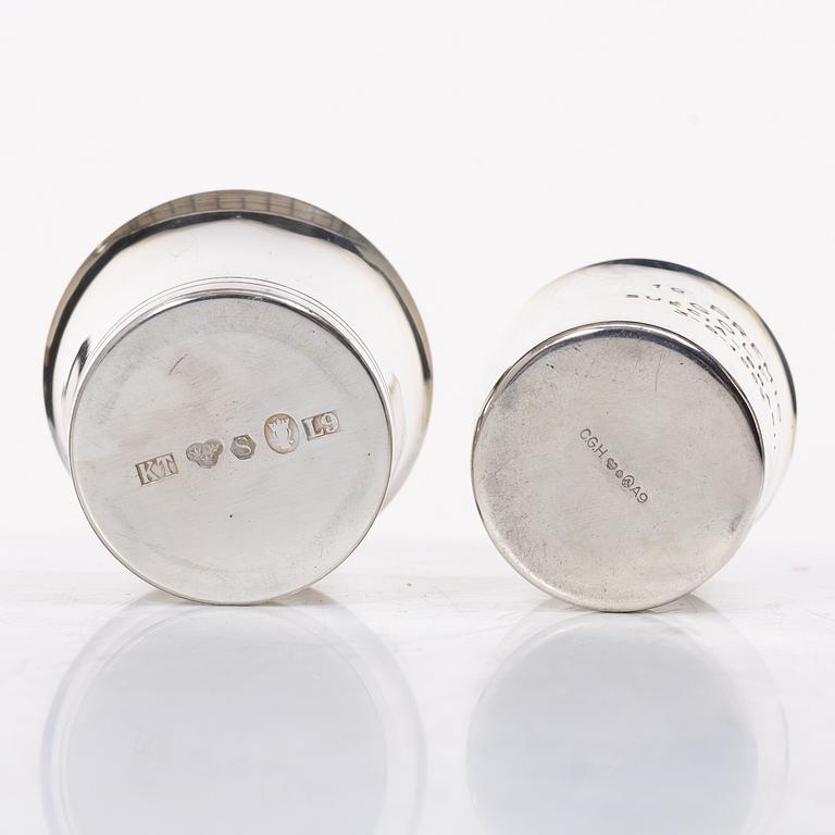 Seven Swedish silver cups, Stockholm 1950s-60s.