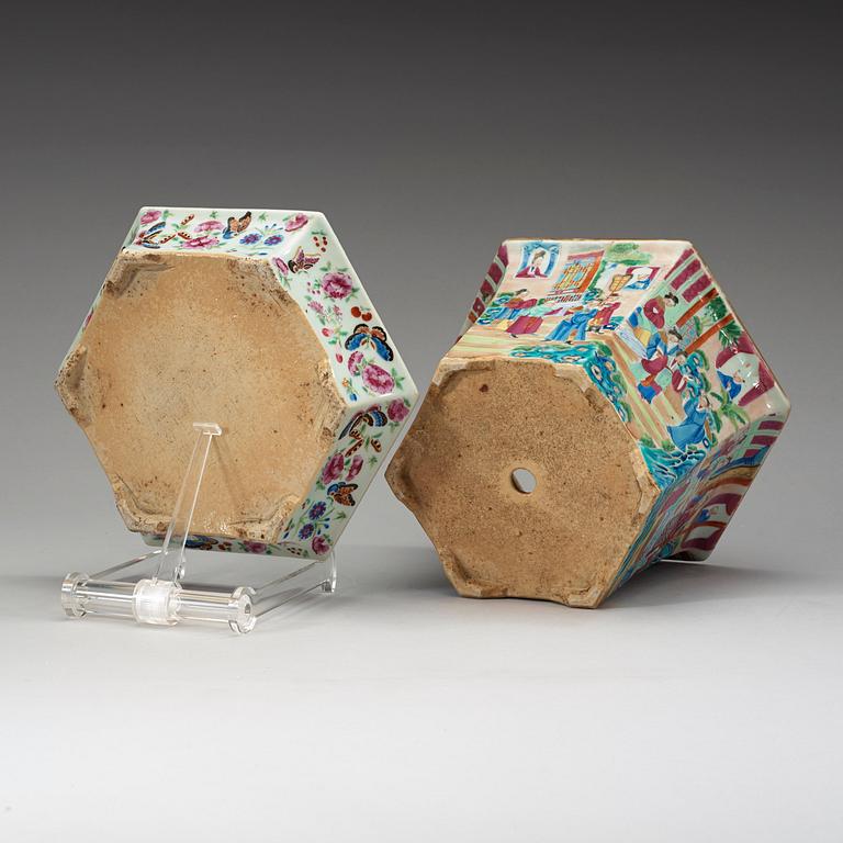 A famille rose flower pot with stand, Qing dysnasty, 19th century.