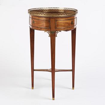 A late Gustavian mahogany  and gilt-brass table in the manner of C. D. Fick, Stockholm late 18th century.