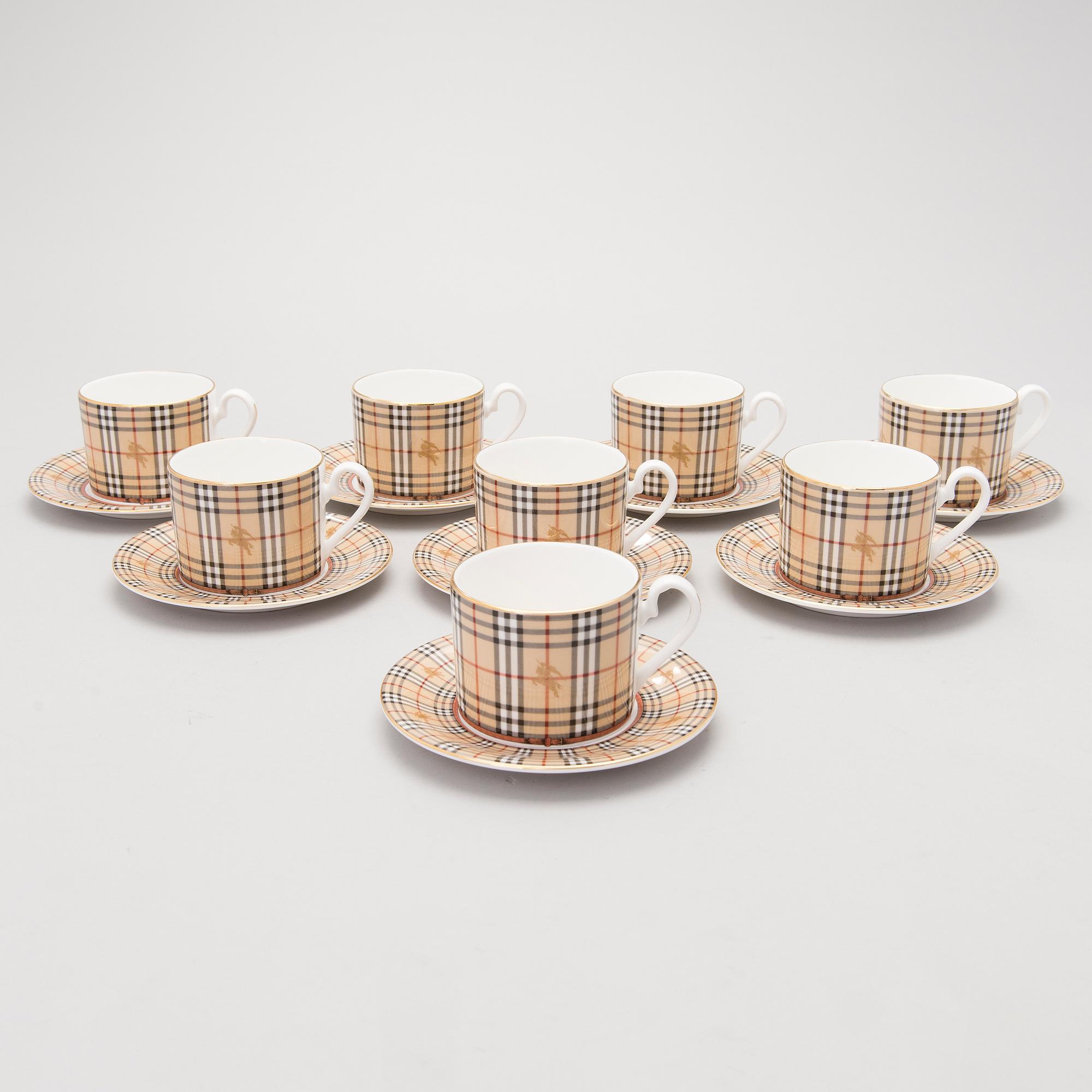 BURBERRY, KAHVIKUPPEJA, 8 kpl, posliinia, Englanti.