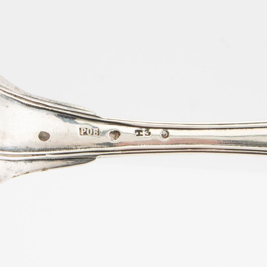 Spoons 14 pcs silver including Pehr Zethelius 1775, "Swedish double-threaded" and French model, 1775-1940.