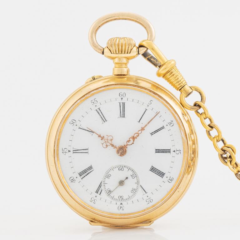 Pocket watch, 18K gold, 37 mm.