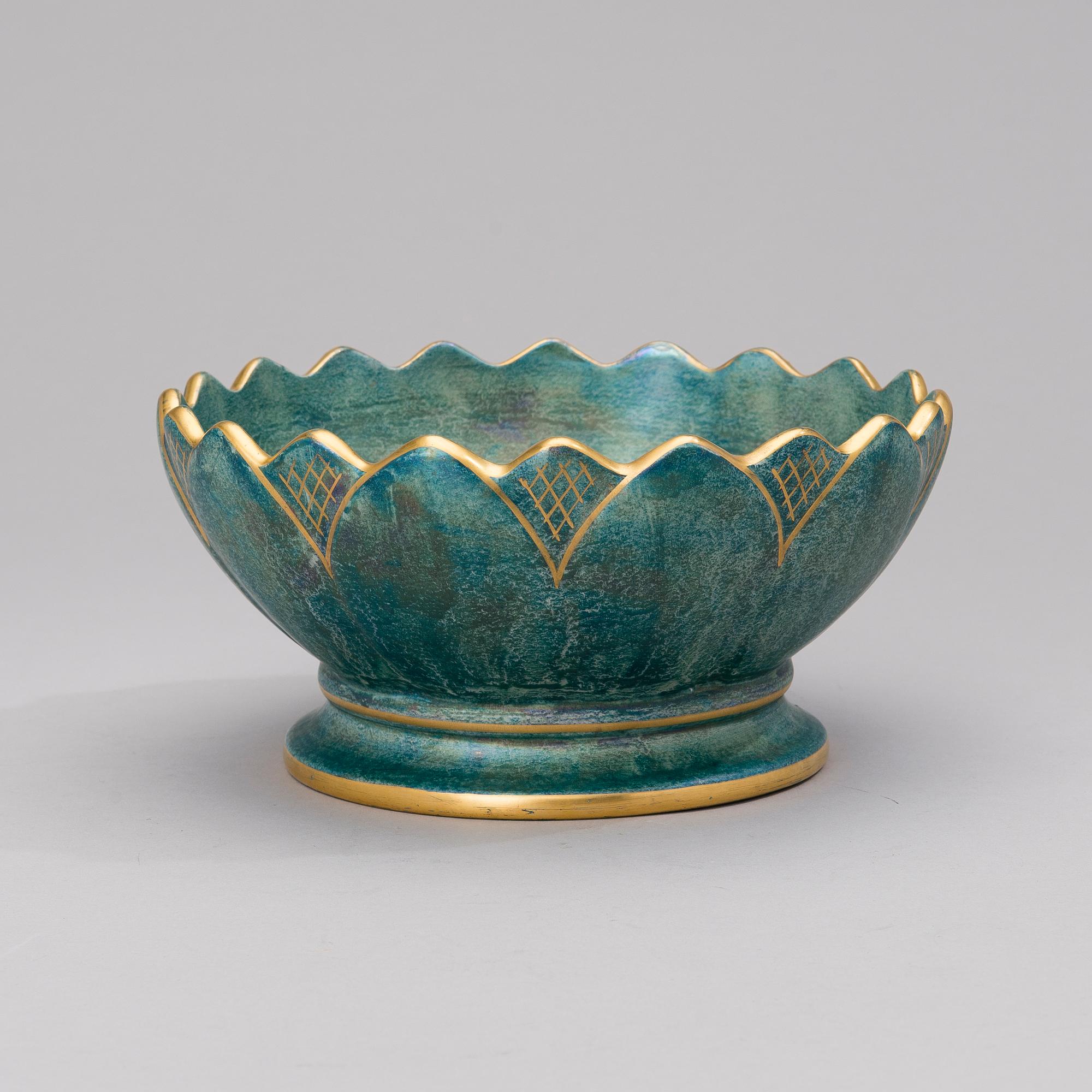 JOSEF EKBERG, SKÅL, flintgods, Gustavsberg, signerad JE.