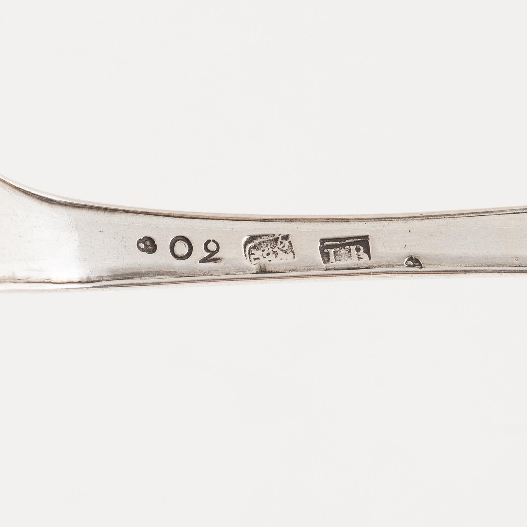 Skedar, 8 st, silver, bl.a. Stephan Westerstråhle, Stockholm 1794.