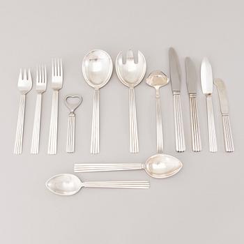 A 106 PIECE SILVER 'Bernadotte' cutlery set for George Jensen Denmark 1945-1977.