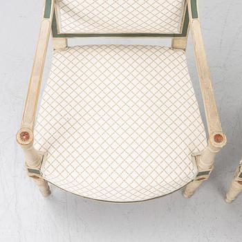 A pair of armchairs, Directoire, France, late 18th Century.
