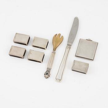Georg Jensen och Atelier Borgila, 8 delar, silver.