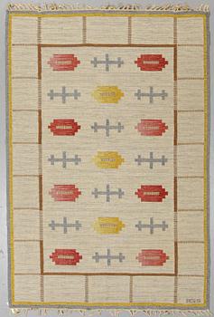 Anna-Greta Sjöqvist, a carpet, flat weave, ca 213,5 x 144 cm, signed AGS.