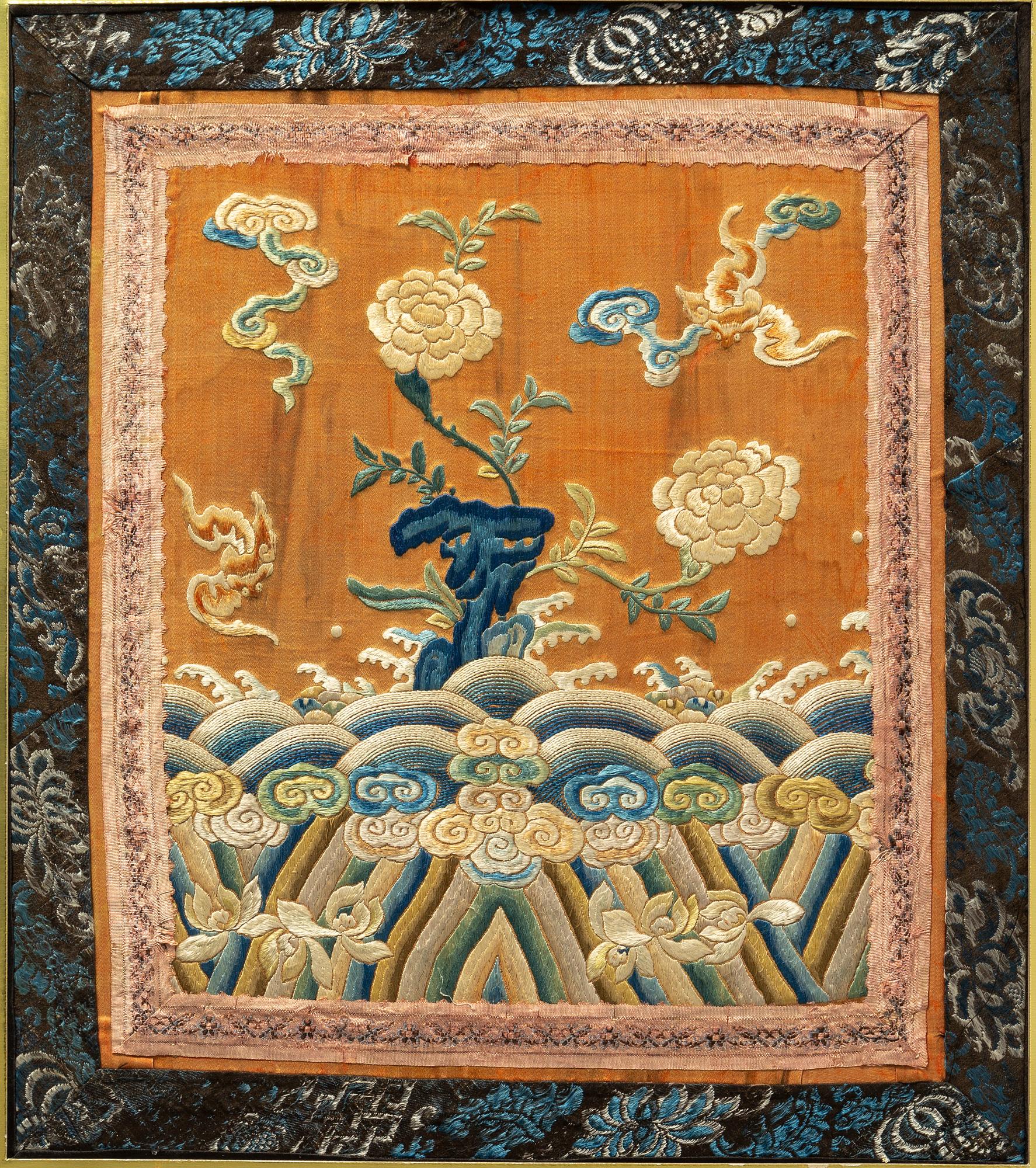 A Chinese silk embroidery, China, Qing dynasty, 19th Century.