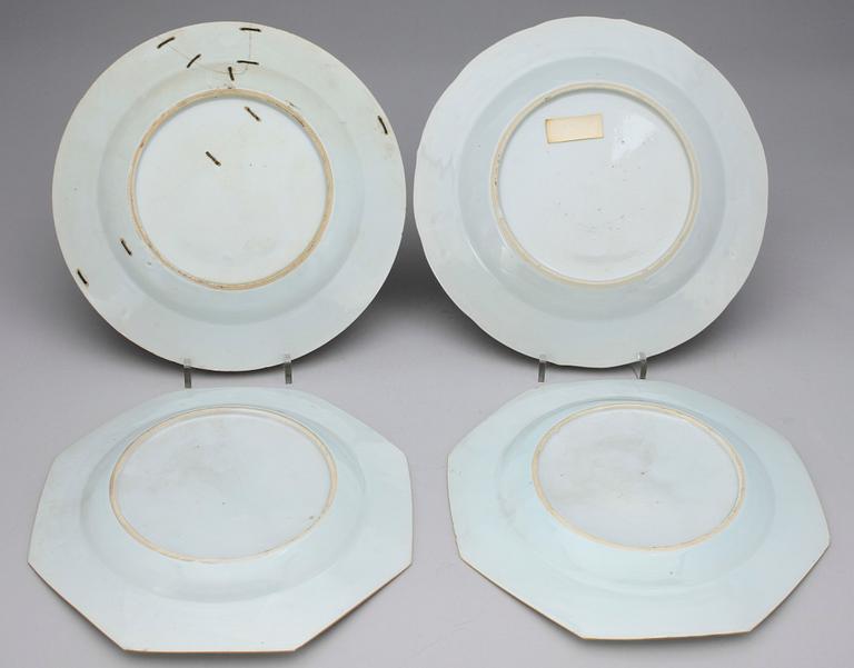 TALLRIKAR, 4 st, porslin, Kina, Qinalong, (1736-1796).