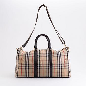 Burberry, a canvas weekend bag.