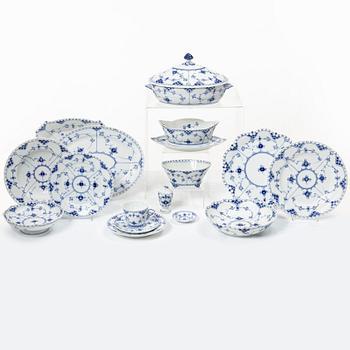 Royal Copenhagen, a 77-piece porcelain dinner service, 'Blue Fluted', full lace, Denmark, 1950's-70's.