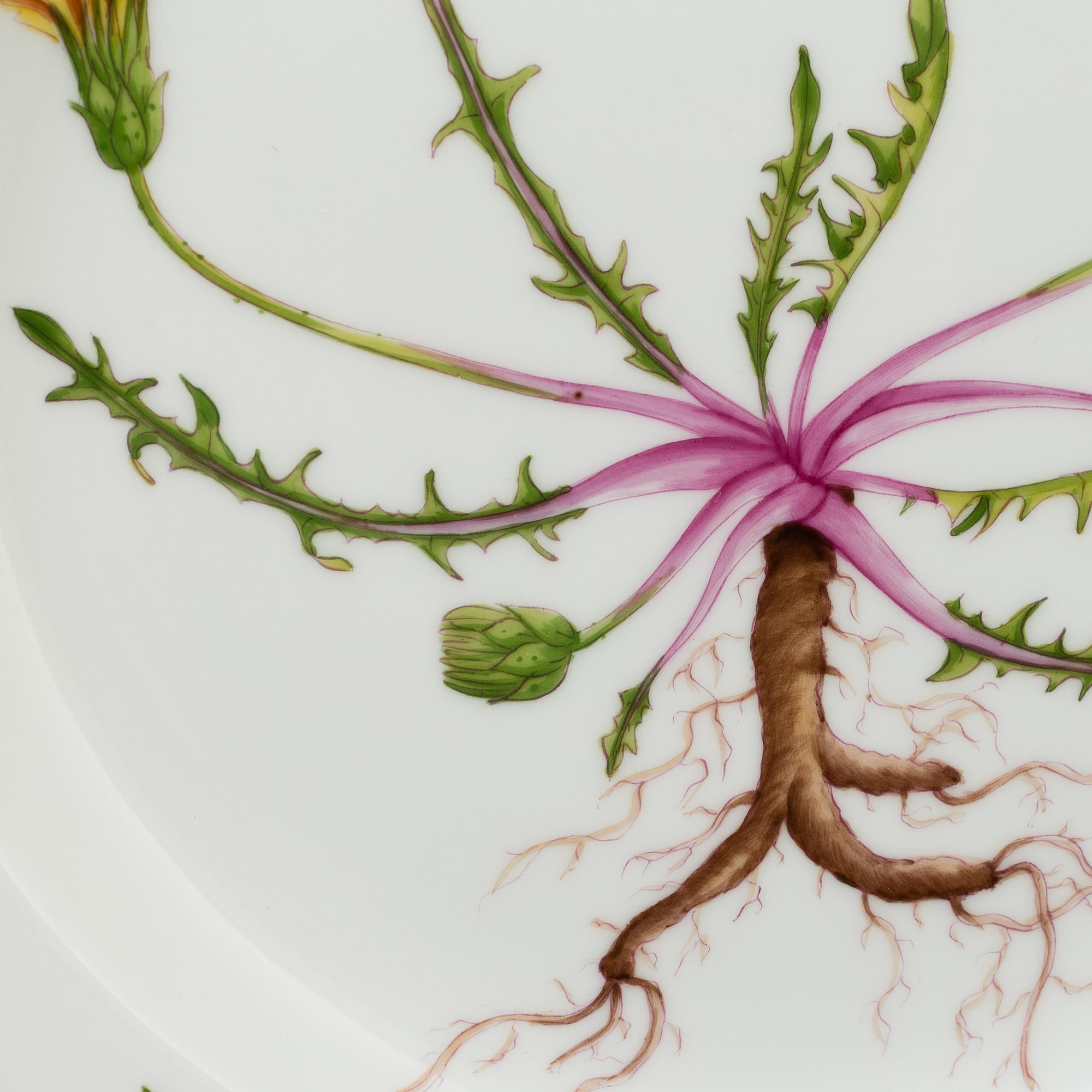 A set of 4+1 porcelaine "Flora Danica" dinner plates model #3553 and #3549 Royal Copenhagen.