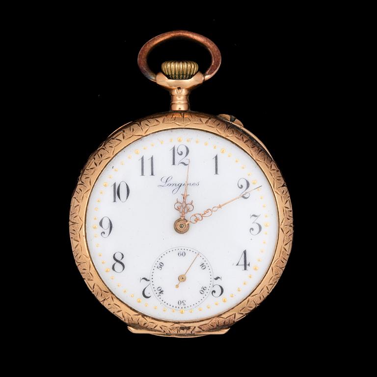 DAMFICKUR, 18k guld, Longines, tidigt 1900-tal. Tot vikt ca 36g.