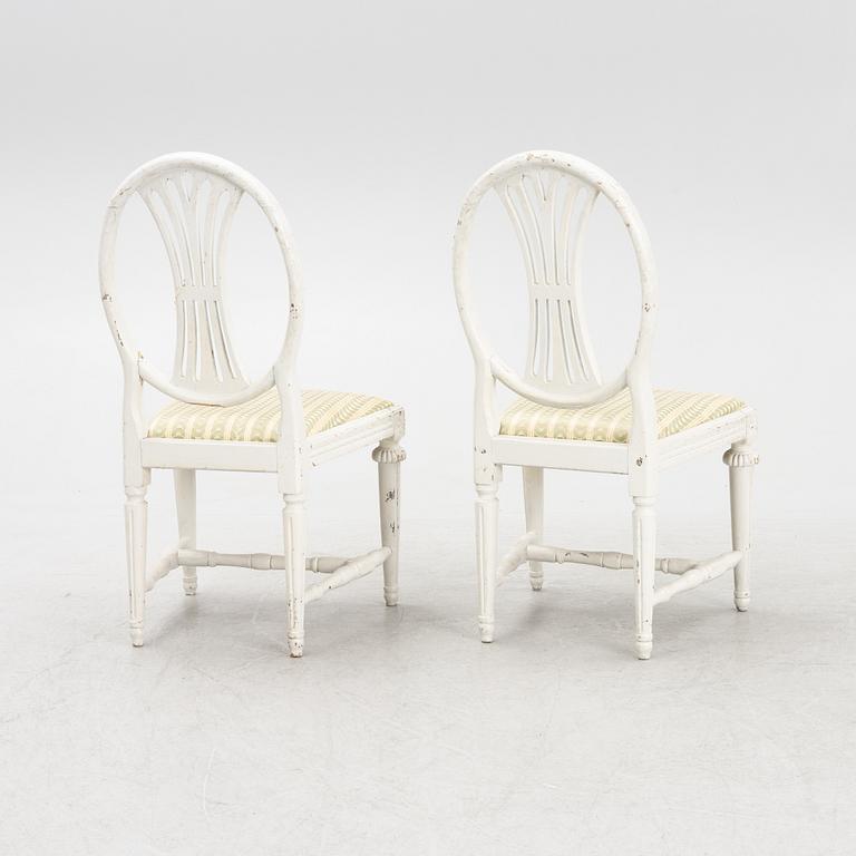 A pair of late Gustavian chairs by Lars Fahlberg, Linköping, Sweden, early 19th Century.