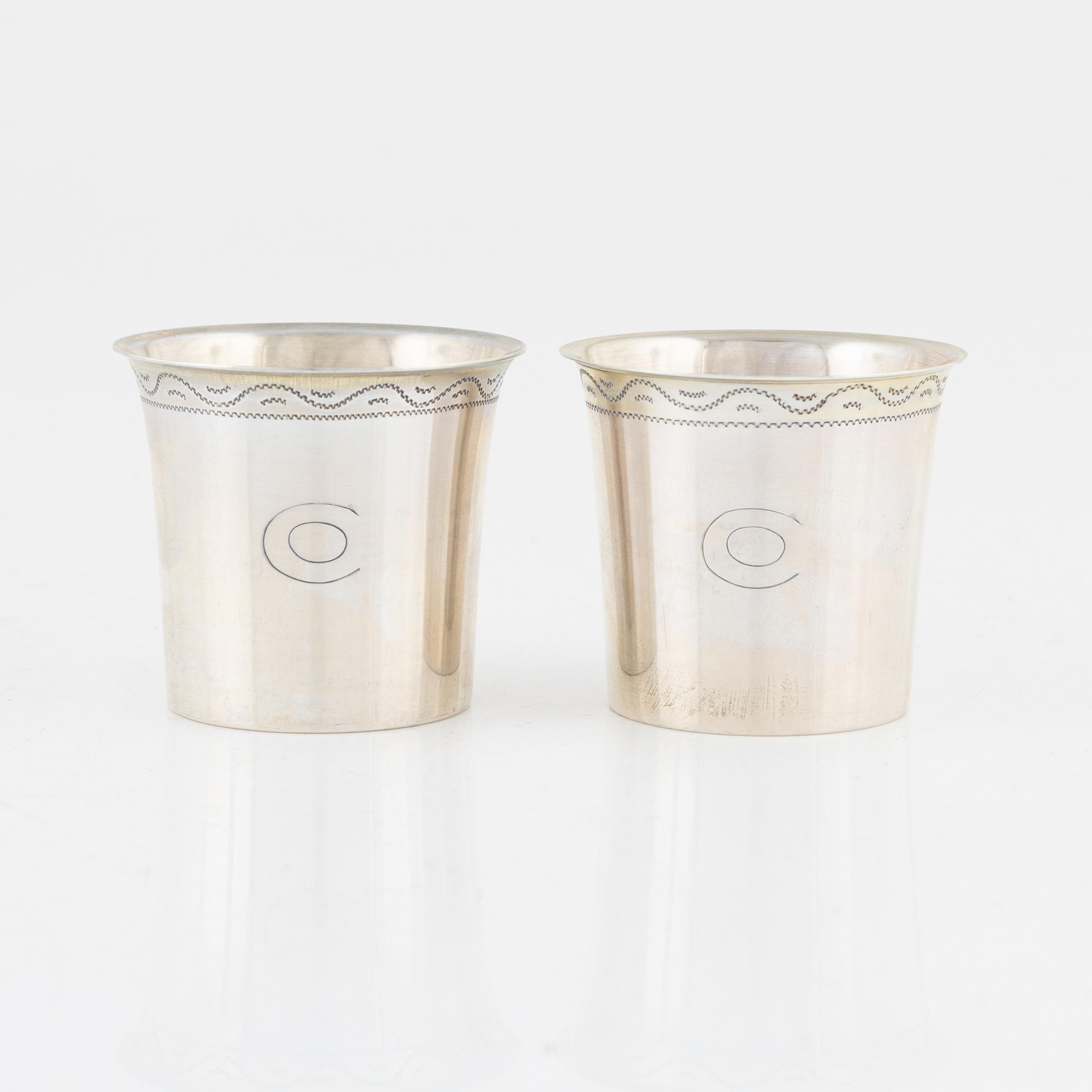 Supkoppar, 12 st, silver, K. Anderson, Stockholm, 1934.