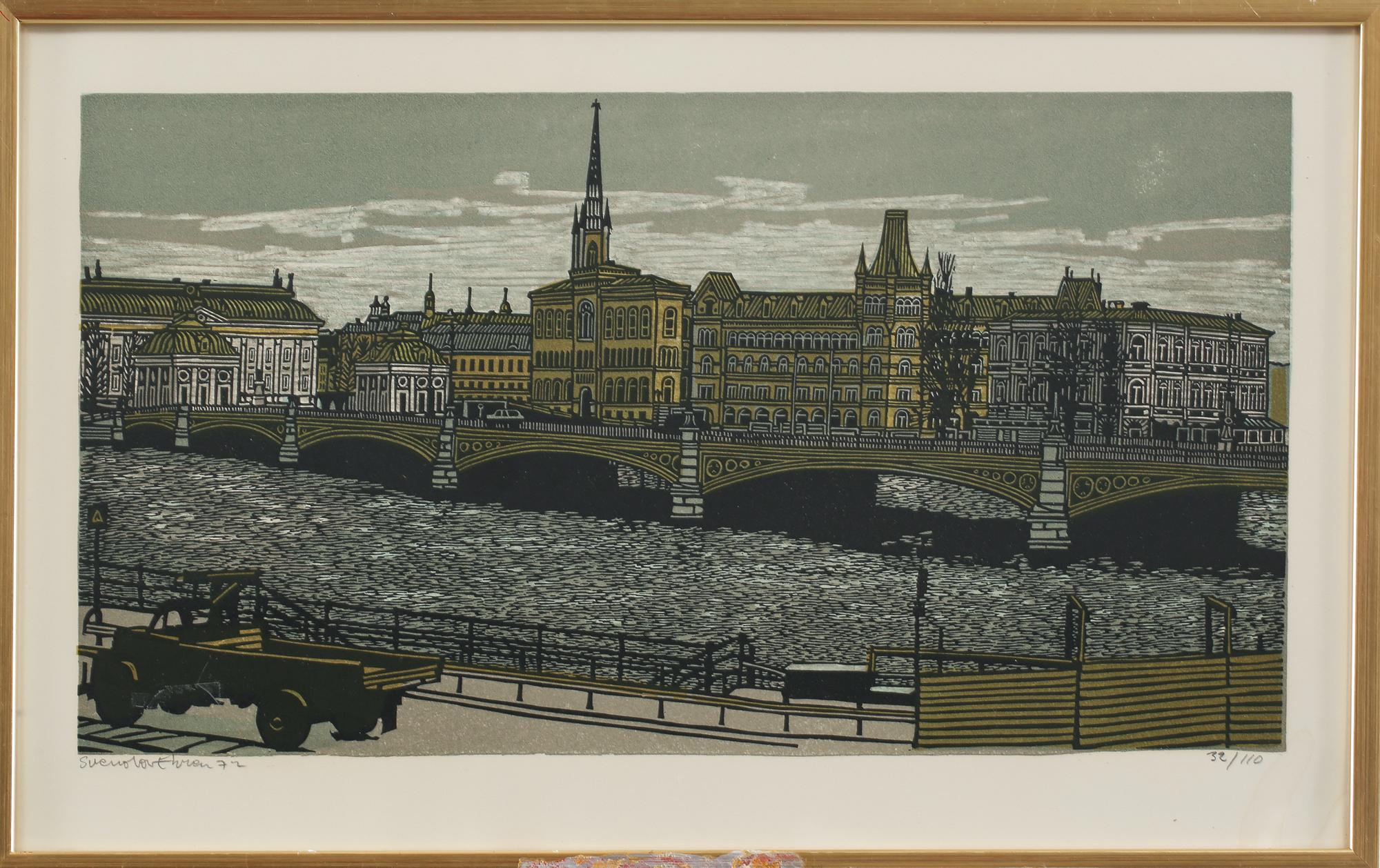 SVENOLOV EHRÉN, färglitografi, signerad, numrerad 32/110 och daterad -72.