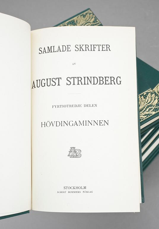 AUGUST STRINDBERGS SAMLADE VERK, 55 vol, Albert Bonniers förlag, Stockholm.