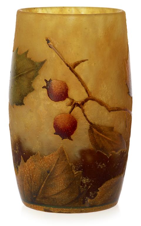 A Daum Art Nouveau glass vase, Nancy, France.