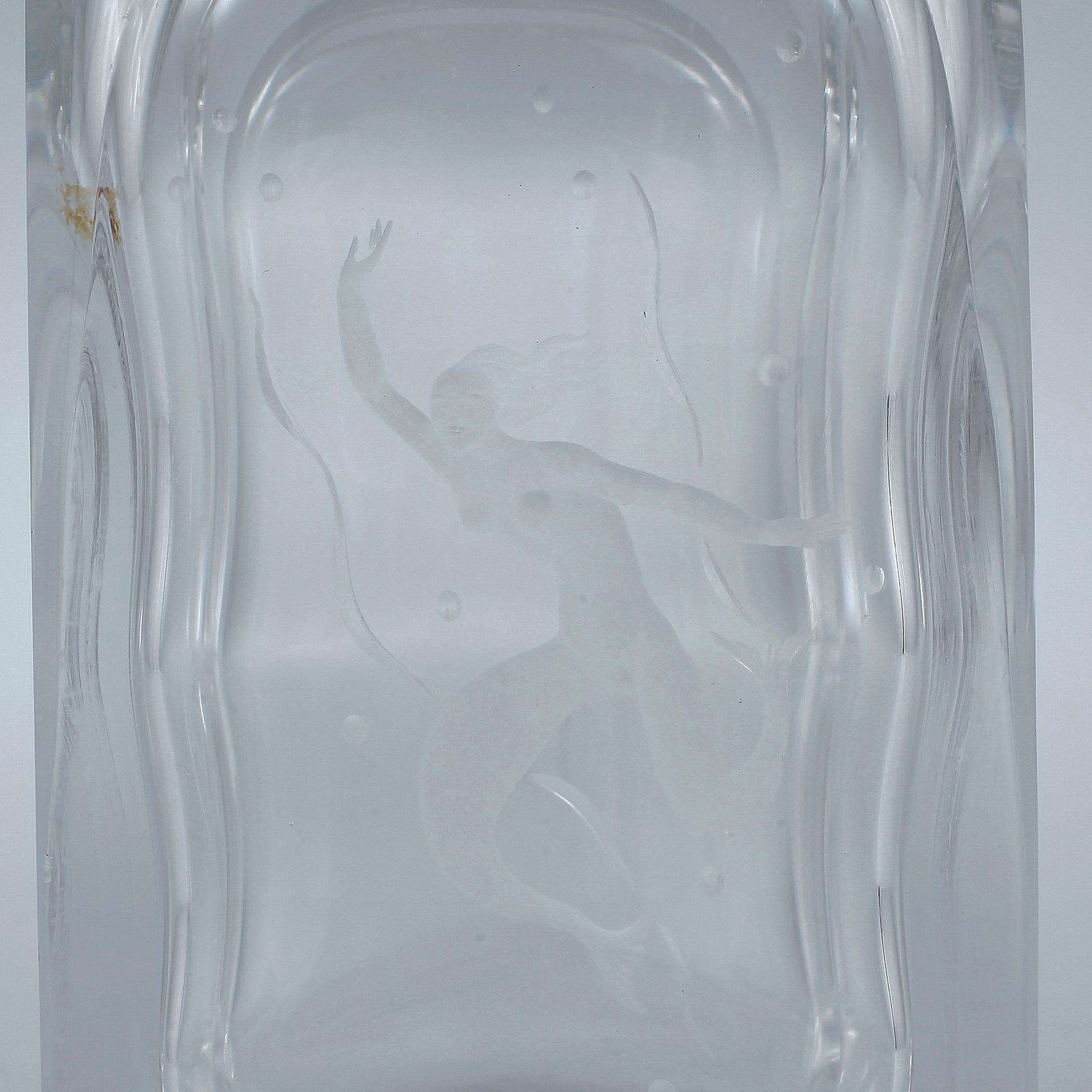 VAS samt FLASKA, glas, Vicke Lindstrand.